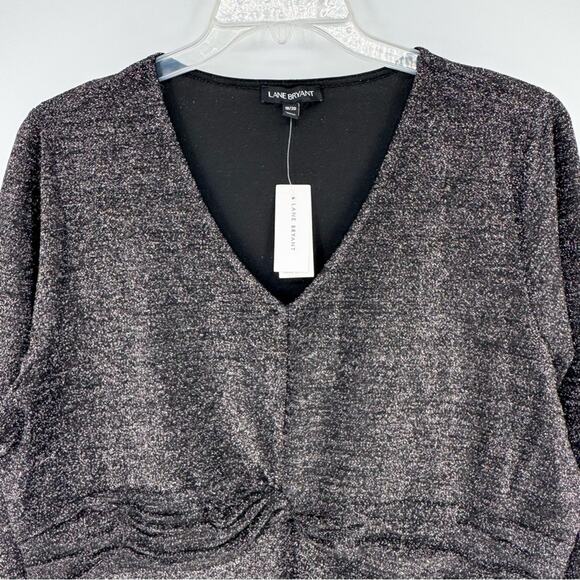 NWT Lane Bryant Twist-Front Shimmer Peplum Top Plus Sz 18/20 Cocktail Glam Bling - Picture 6 of 13